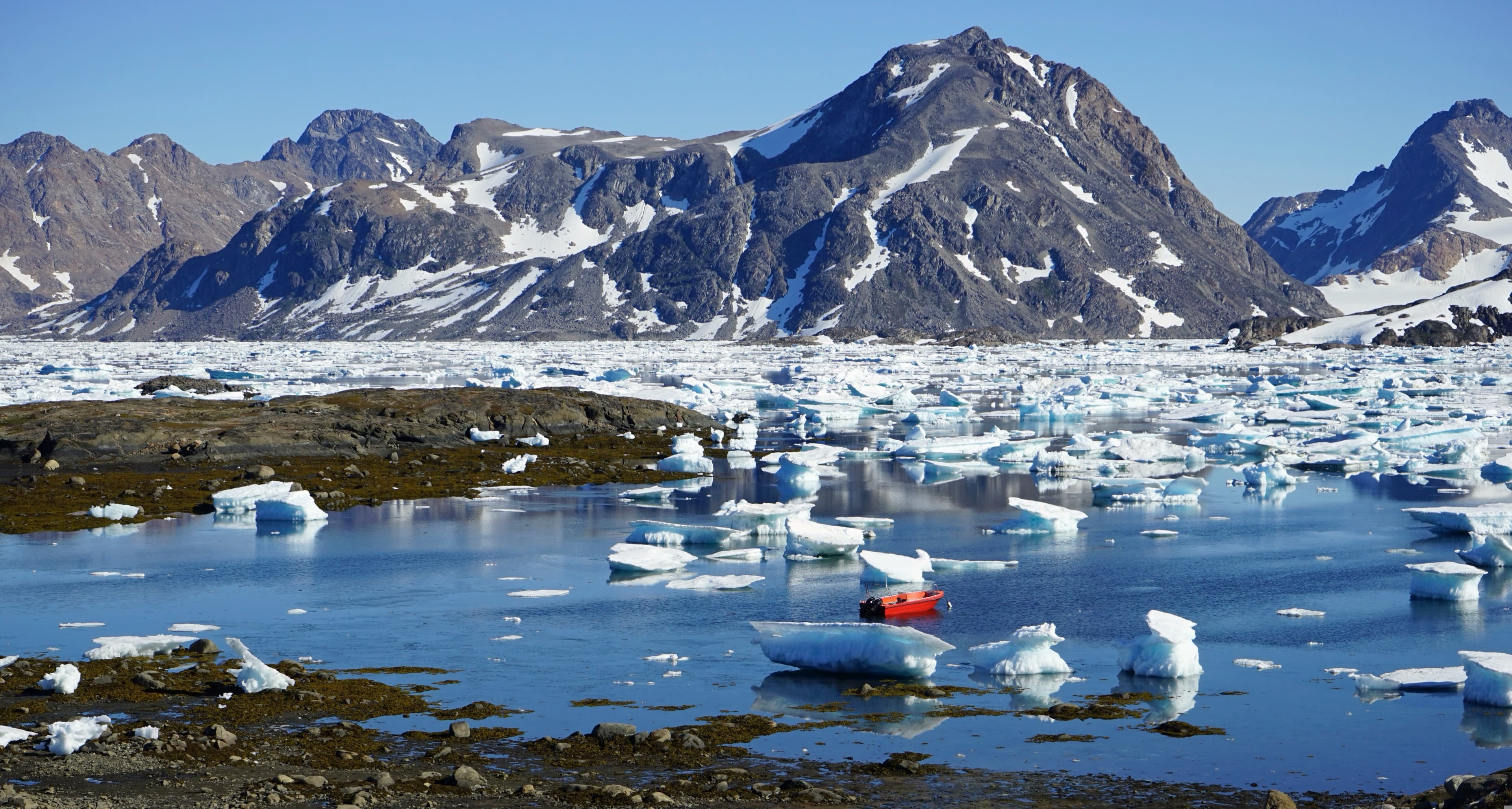 The Geographic North Pole and the east coast of Greenland